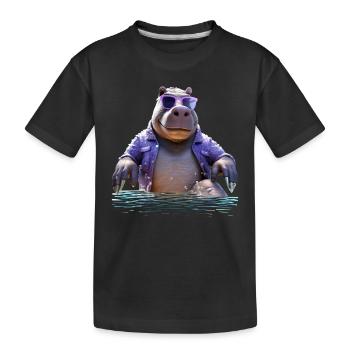 Nilpferd Flusspferd Papa Hippopotamus Cooles Hippo - Kinder Premium Bio T-Shirt - Schwarz - Vorne