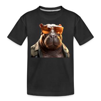 Nilpferd Flusspferd Papa Hippopotamus Cooles Hippo - Kinder Premium Bio T-Shirt - Schwarz - Vorne