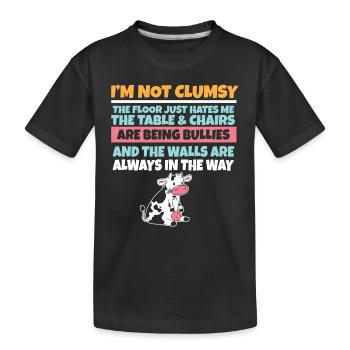 Je ne suis pas maladroit, le sol me déteste, vache stupide - T-shirt bio Premium Enfant - noir - Devant