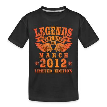 Les légendes sont nées le jour de l'anniversaire de mars 2012 - T-shirt bio Premium Enfant - noir - Devant