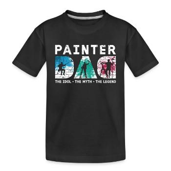 Peintre Papa L’idole Le mythe Le peintre en bâtiment - T-shirt bio Premium Enfant - noir - Devant