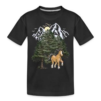 Montagnes, Montagnes, Cheval, Forêt-Noire, Tyrol, Alpes - T-shirt bio Premium Enfant - noir - Devant