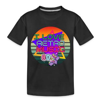 I love retro music - Kids' Premium Organic T-Shirt - black - Front