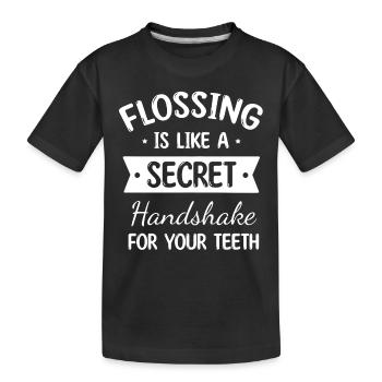 L’utilisation du fil dentaire est comme une poignée de main secrète pour vos dents - T-shirt bio Premium Enfant - noir - Devant