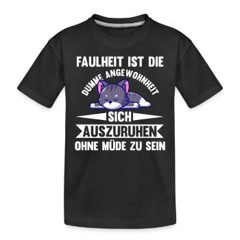 Cat Morning Grouch Laziness Chilling Lazy Long Sleeper - Kids' Premium Organic T-Shirt - black - Front