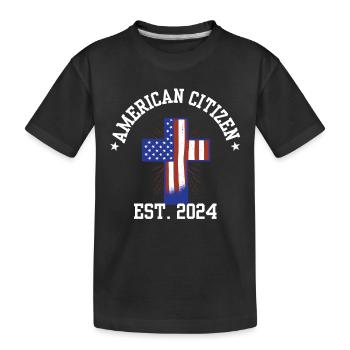 Citoyen américain Est 2024 Drapeau américain naturalisé - T-shirt bio Premium Enfant - noir - Devant