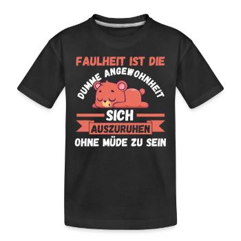 Bear Morning Grouch Laziness Chilling Lazy Late Sleeper - Kids' Premium Organic T-Shirt - black - Front