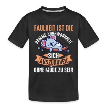 Koala Morning Grouch Laziness Chilling Lazy Long Sleeper - Kids' Premium Organic T-Shirt - black - Front