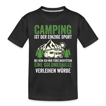 Camper Wohnwagen Wohnmobil Campen Camping - Kinder Premium Bio T-Shirt - Schwarz - Vorne