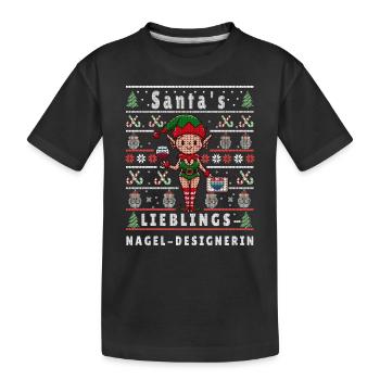 Ugly Weihnachten SANTAS LIEBLINGS Nagel-Designerin - Kinder Premium Bio T-Shirt - Schwarz - Vorne
