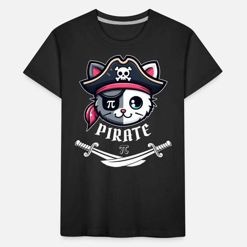 Gasparilla Cat Pirate 3.14 Pi Day Math Science Kids' Premium Organic T-Shirt