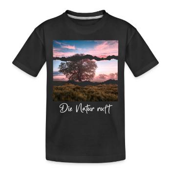 Nature is calling - Kids' Premium Organic T-Shirt - black - Front