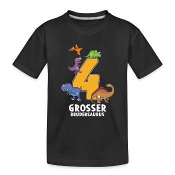 4 Years Birthday Brudersaurus Dino - Kids' Premium Organic T-Shirt - black - Front