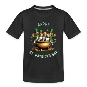 St. Patrick's Day Beagle I Irish Celebration - Kids' Premium Organic T-Shirt - black - Front