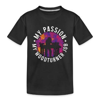 Tourneur sur bois Ma passion Mon métier de tourneur sur bois Menuisier - T-shirt bio Premium Enfant - noir - Devant