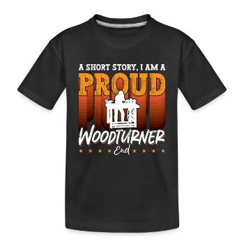 Tourneur sur bois Une histoire courte Je suis un fier menuisier - T-shirt bio Premium Enfant - noir - Devant