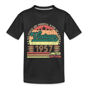 Retro 1957 Geburtstagsgeschenk. Jahrgang 1957. - Kinder Premium Bio T-Shirt - Schwarz - Vorne