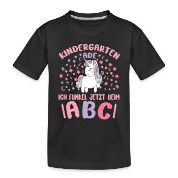 Bye Kindergarten Einhorn Kita Abgänger Mädchen - Kinder Premium Bio T-Shirt - Schwarz - Vorne