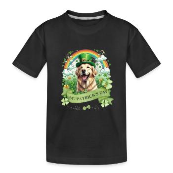 Green Hat and Clover I St. Patrick's Day Golden - Kids' Premium Organic T-Shirt - black - Front