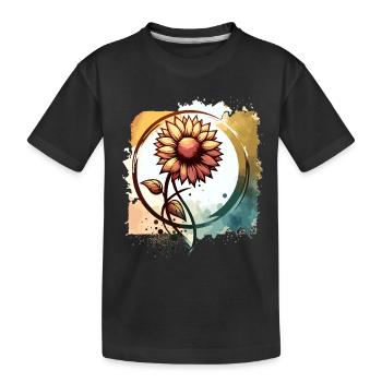 Tournesol avec tige dessinée - T-shirt bio Premium Enfant - noir - Devant
