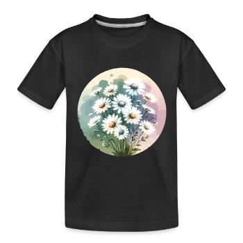 Marguerites dessinées - T-shirt bio Premium Enfant - noir - Devant
