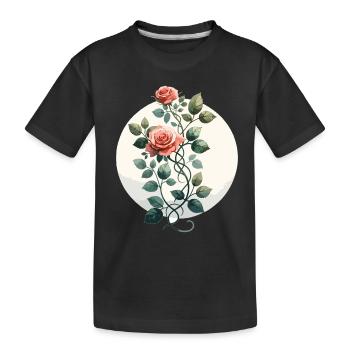 Vigne rose dessinée - T-shirt bio Premium Enfant - noir - Devant