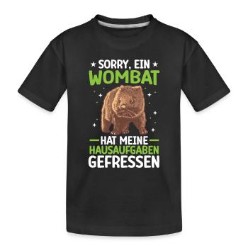 Wombat mange les devoirs marsupial - T-shirt bio Premium Enfant - noir - Devant