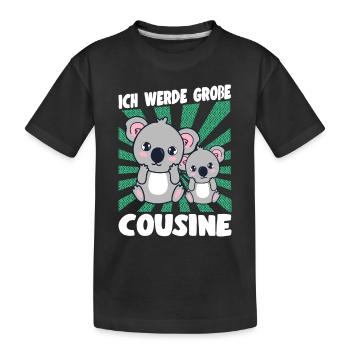 Bald Große Cousine Verkündung Koala Mädchen - Kinder Premium Bio T-Shirt - Schwarz - Vorne