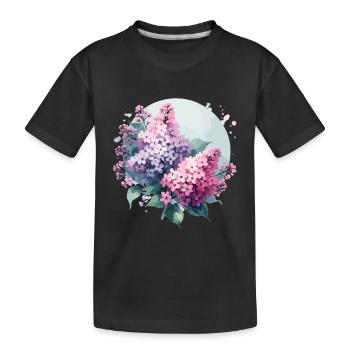 Lilas dessiné - T-shirt bio Premium Enfant - noir - Devant