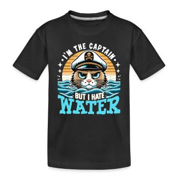 Canotage Papa Capitaine de bateau Ponton Marin Croisière - T-shirt bio Premium Enfant - noir - Devant