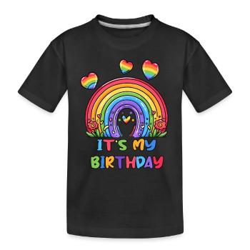 Geburtstag Frauen Teen Mädchen Geschenk Regenbogen - Kinder Premium Bio T-Shirt - Schwarz - Vorne