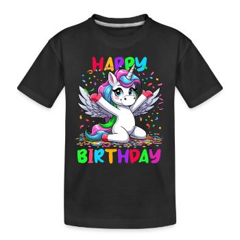 Birthday Unicorn Happy Birthday Kids Confetti - Kids' Premium Organic T-Shirt - black - Front