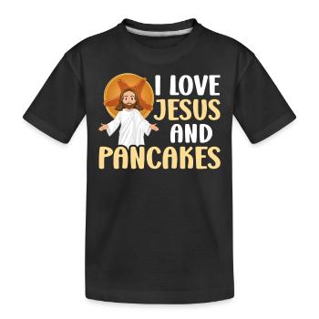 Pancake Lover Kids I Love Jesus - Kinder Premium Bio T-Shirt - Schwarz - Vorne