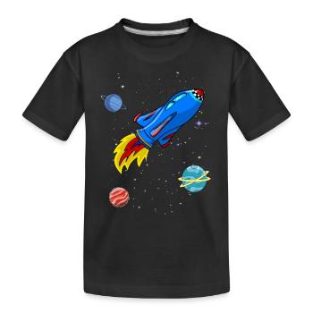 Rocket, Space, Planets, Stars - Kids' Premium Organic T-Shirt - black - Front