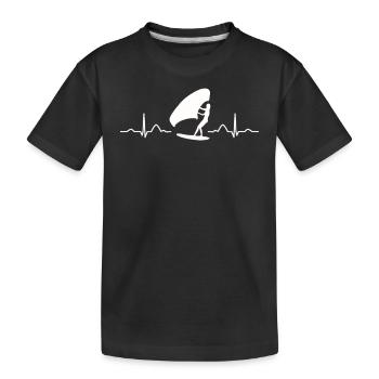 Flügel Surfer Wingsurfing Retro Folie Flügel - Kinder Premium Bio T-Shirt - Schwarz - Vorne