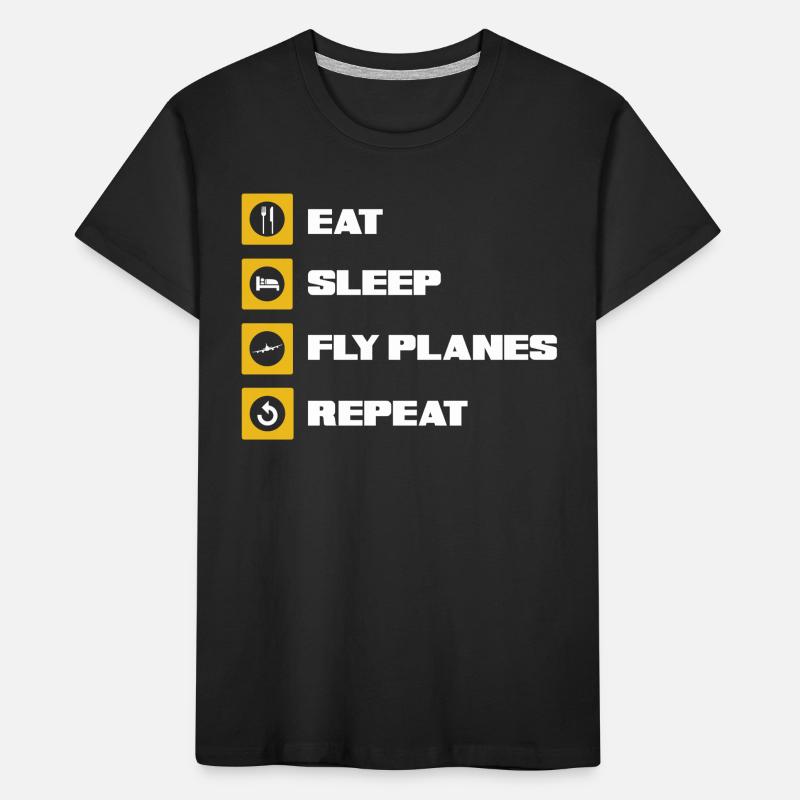Pilot, Eating, Sleeping, Flying Kids' Premium Organic T-Shirt