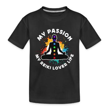 Amoureux du Reiki Ma Passion Mon Amoureux du Reiki Maître Reiki - T-shirt bio Premium Enfant - noir - Devant