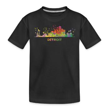 Detroiter Skyline Detroit - Kids' Premium Organic T-Shirt - black - Front
