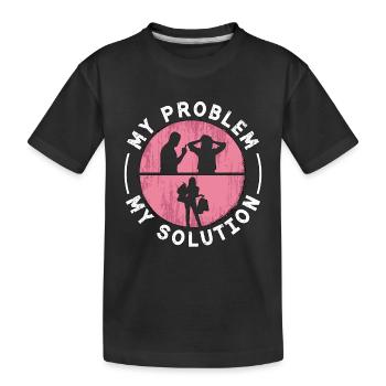 Friperie Mon Problème Mon Pictogramme Maman Papa - T-shirt bio Premium Enfant - noir - Devant