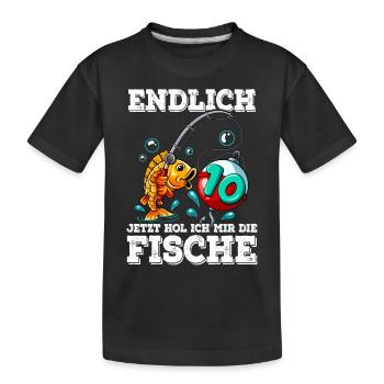 10 Geburtstag Angler Angeln - Kinder Premium Bio T-Shirt - Schwarz - Vorne