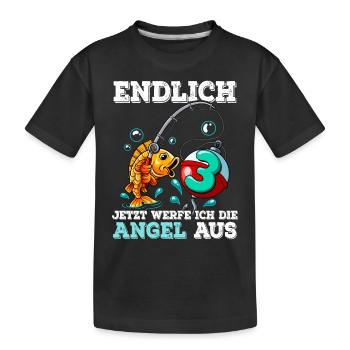 3 Birthday Angler Fishing - Kids' Premium Organic T-Shirt - black - Front