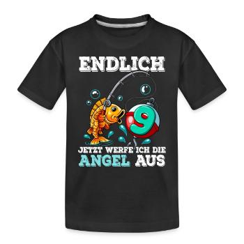 9 Birthday Angler Fishing - Kids' Premium Organic T-Shirt - black - Front