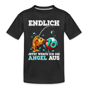 10e anniversaire pêche à la ligne - T-shirt bio Premium Enfant - noir - Devant