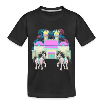 Castle Fairy Tale Knight Horse King Middle Ages - Kids' Premium Organic T-Shirt - black - Front
