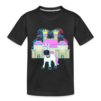 Schloss König Fabel Einhorn Märchenfigur Kind Burg - Kinder Premium Bio T-Shirt - Schwarz - Vorne