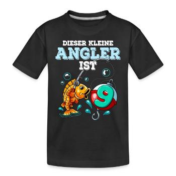 9 Birthday Angler Fishing - Kids' Premium Organic T-Shirt - black - Front