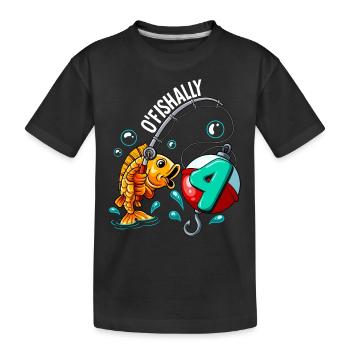 4 Anniversaire Pêcheur à la ligne - T-shirt bio Premium Enfant - noir - Devant
