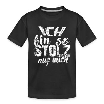 I'm so proud of myself saying self-confident - Kids' Premium Organic T-Shirt - black - Front