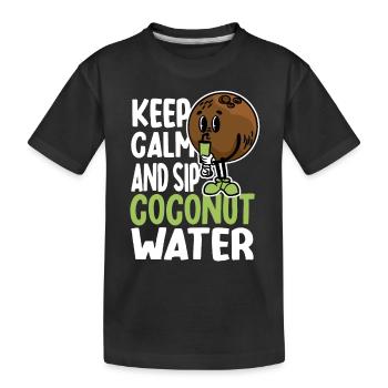 Kokosnusswasser Humor - Kinder Premium Bio T-Shirt - Schwarz - Vorne