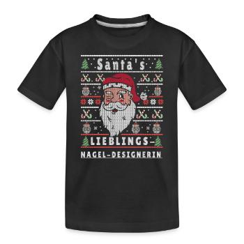 Ugly Weihnachten SANTAS LIEBLINGS Nagel-Designerin - Kinder Premium Bio T-Shirt - Schwarz - Vorne